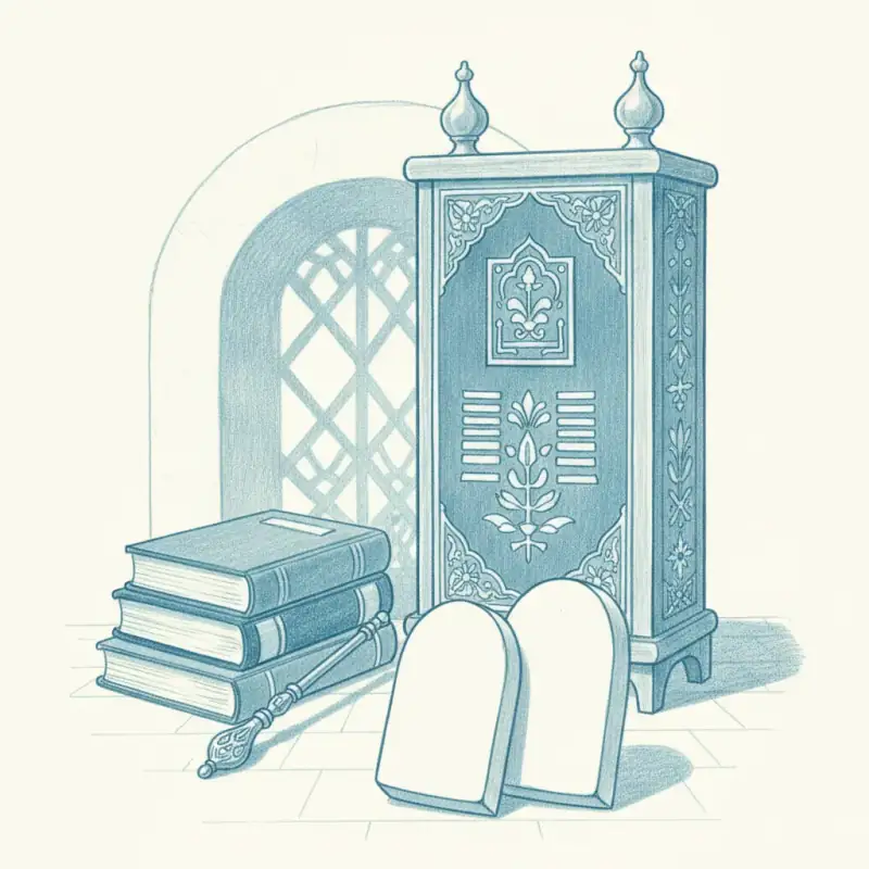 Стопка книг перед декоративным шкафом с витражным окном в классическом стиле